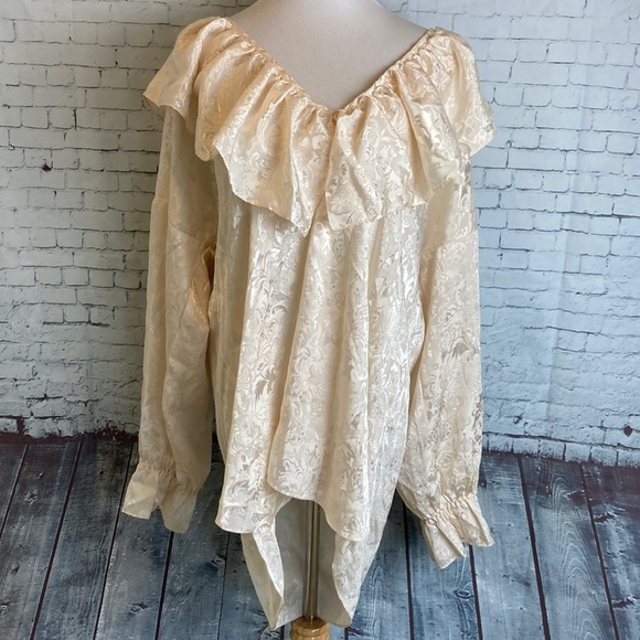 VICTORIA'S SECRET Vintage Gold Label Ivory Babydoll Satin Gown M/L Sexy Ruffles - Picture 1 of 16